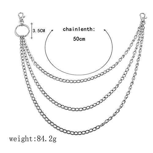 Yellow Chimes Jeans Chain for Men Stainless Steel Silver Multi-layer Silver Jeans Chain for Men and Women