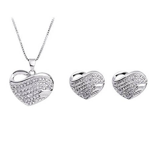 Yellow Chimes Crystals Sparkling Heart by Yellow Chimes Copper and Cubic Zirconia Jewellery Sets for Women (Silver)(MXFJPS-PA1426-SL)