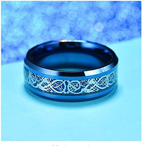 Yellow Chimes Rings for Men Combo of 2 PCs Dragon Celtic Inlay Shiny Polished Smooth Finised Titanium Steel band Rings for Men and Boys.