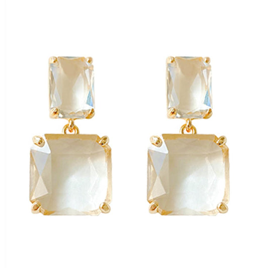 Yellow Chimes Earrings For Women White Color Clear Crystal Geometric Shape Stud Drop Earrings For Women and Girls