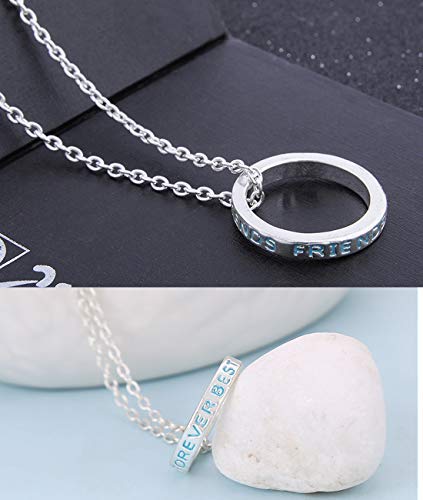 Yellow Chimes Pendant for Women and Girls Friendship's Day Special Silver Best Friend Chain Necklace | Circle Rings 3 Pcs Best Friends Forever BFF Necklace Chain Pendant Locket | Gift for Best Friend