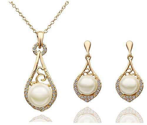 Yellow Chimes Moxie Collection Divine Pearl 18K Yellow Gold Plated Alloy Pendant Set for Women and Girls…