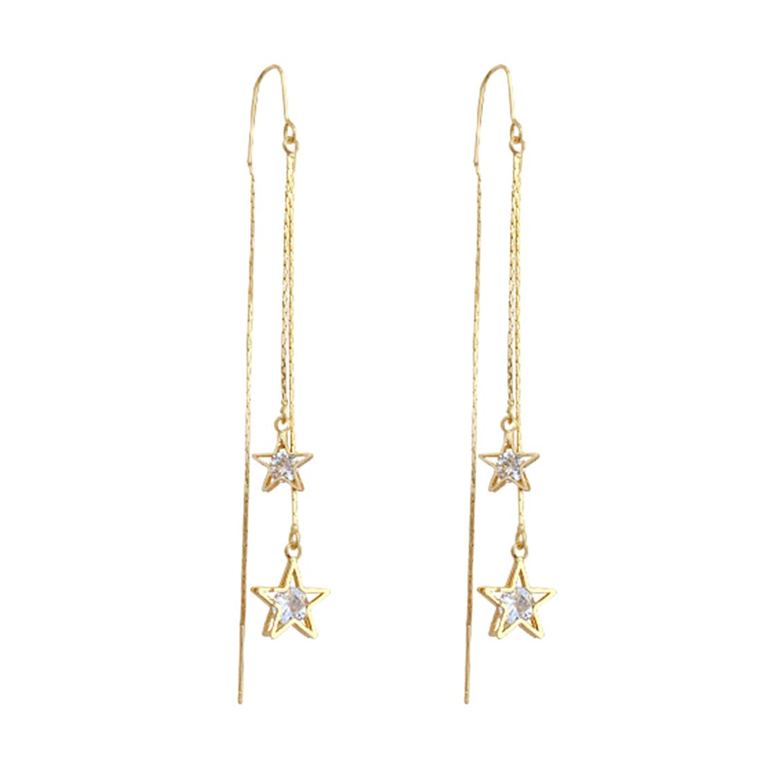 Yellow Chimes Earrings For Women Gold Tone Elegant Crystal Star Shape Dangle Earrings For Women and Girls