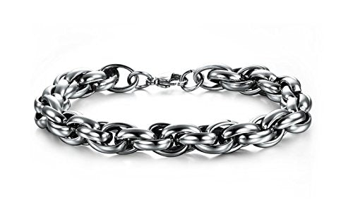 YELLOW CHIMES Tough Style Silver Stainless Steel Chain Designer Bracelet for Men and Boys