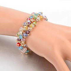 Yellow Chimes Stylish Double Strand Tennis Rhodium Plated Bracelet for Women and Girls (Multicolor)