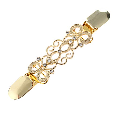 Yellow Chimes Elegant Cardigan Brooch Sweater Collar Shawl Clip Classic Design Stylish Gold Plated Brooch for Women