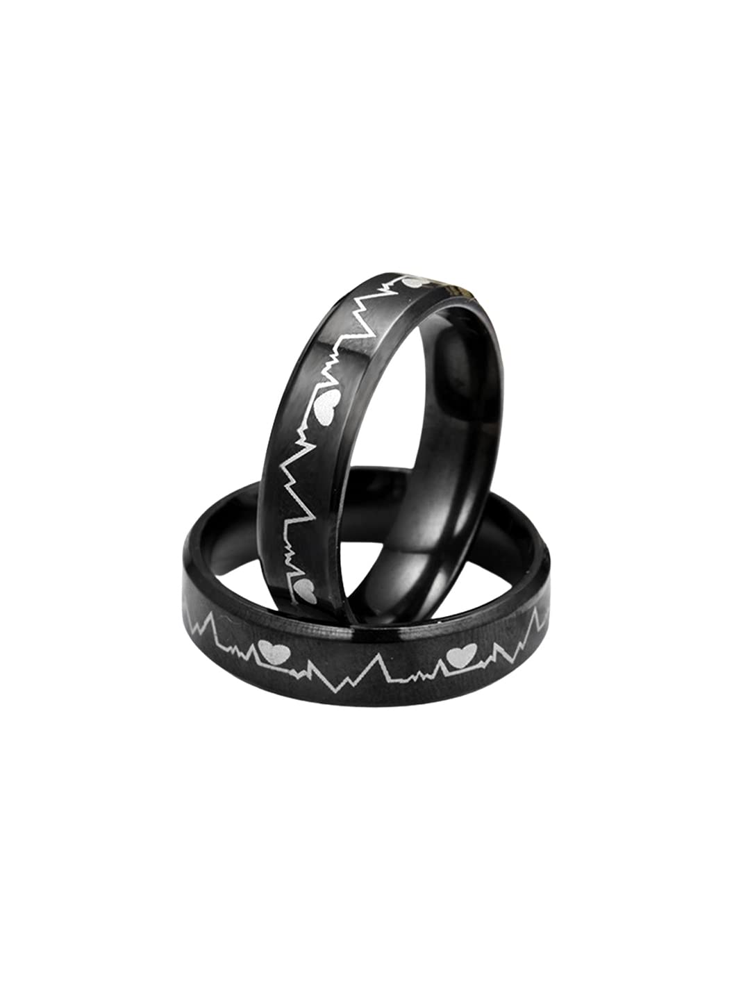 New Couple Engagement Rings 18K Black GP&Titanium steel Wedding Promise  Rings | eBay
