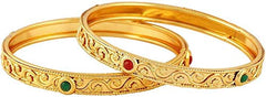 Yellow Chimes Classic Look 2 Pcs Bangle Set Gold Plated Traditional Ethnic Bangles for Women and Girls (2.4)