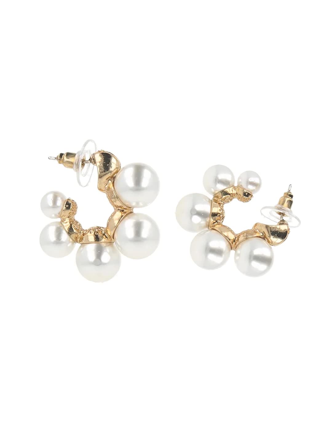 Yellow Chimes Earring For Women Gold Toned Pearl Studded Hoop Earrings For Women and Girls