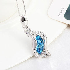 Yellow Chimes Crystals from Swarovski Dew Drops Designer Blue Crystal Pendant Set for Women & Girls