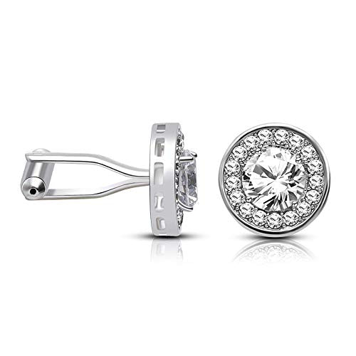 Yellow Chimes Exclusive Collection Stainless Steel Crystal studded Silver Cuff Links for Men