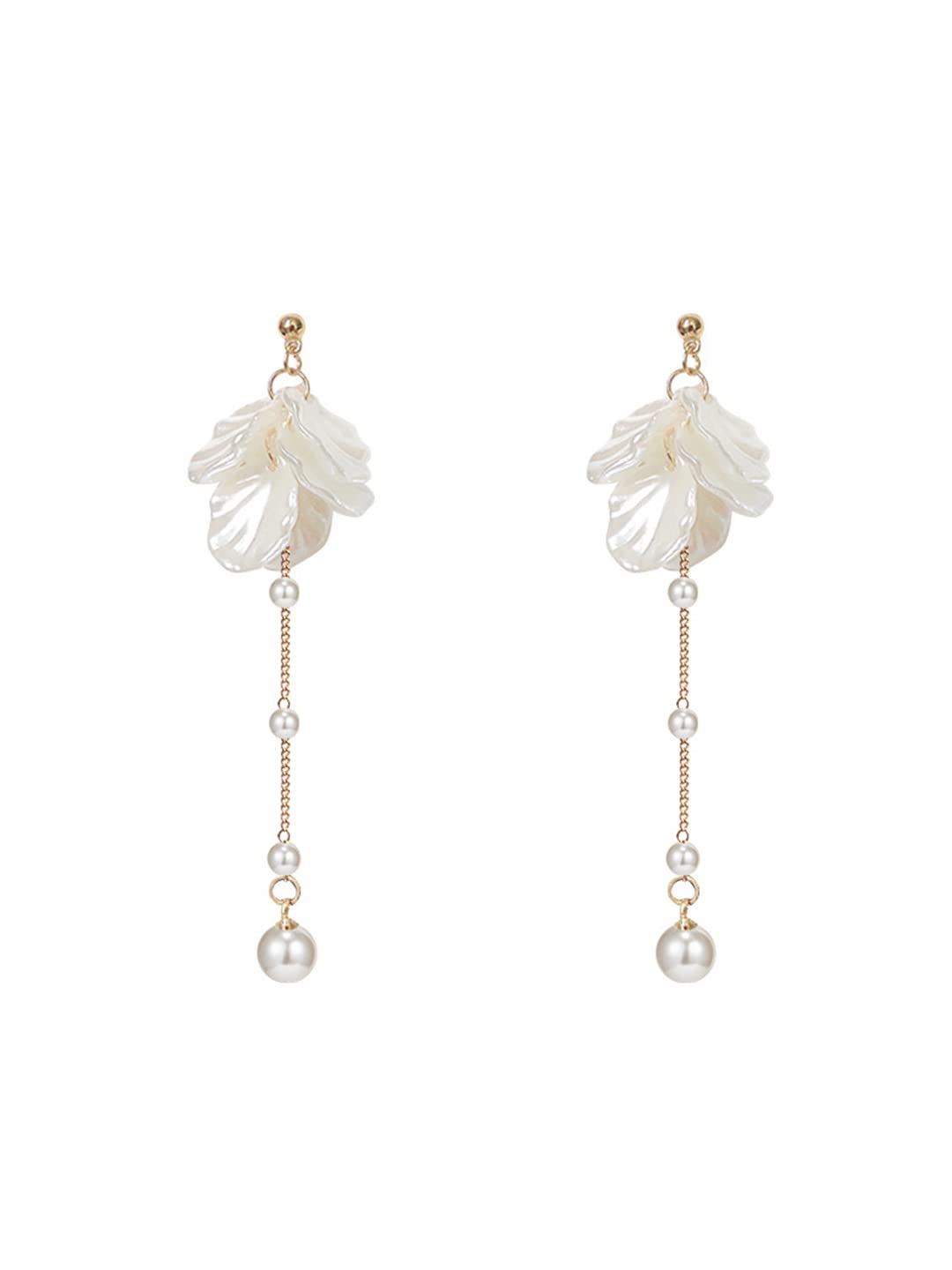 Yellow Chimes Earrings For Women White color Floral Shaped Pearl Drop Earrings For Women and Girls