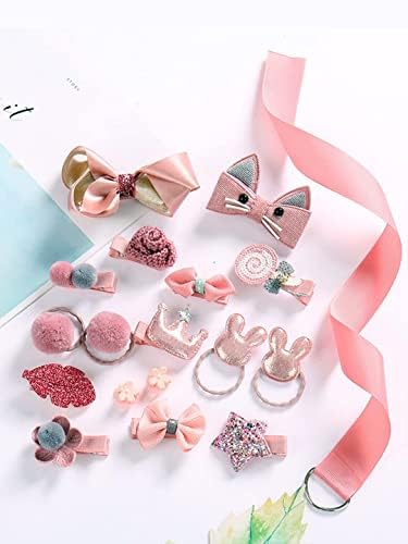 Kairangi Kids Hair Accessories for Girls Combo Set Peach 18 Pcs Baby Girl's Hair Clips Set Cute Ponytail Holder Claw Clip Bow Clips For Girls Assortment Gift set for Kids Teens Toddlers