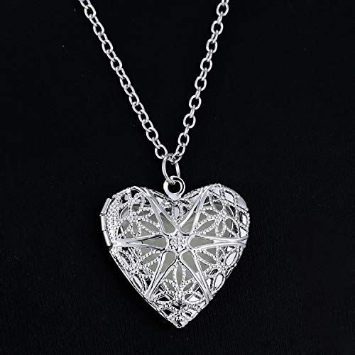 Yellow Chimes Chain Pendant for Women Silver Heart Pendant Glow-in-The-Dark Heart Locket Pendant for Girls and Women.