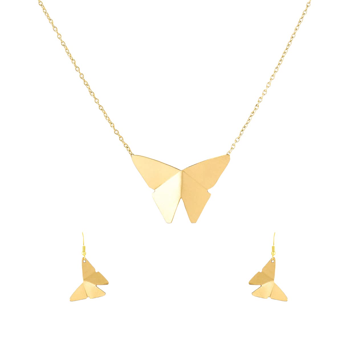 Yellow Chimes Pendant for Women and Girls Pendant Set for Girls |Gold Toned Butterfly Designed Pendant and Earrings Set for women | Birthday Gift for girls and women Anniversary Gift for Wife