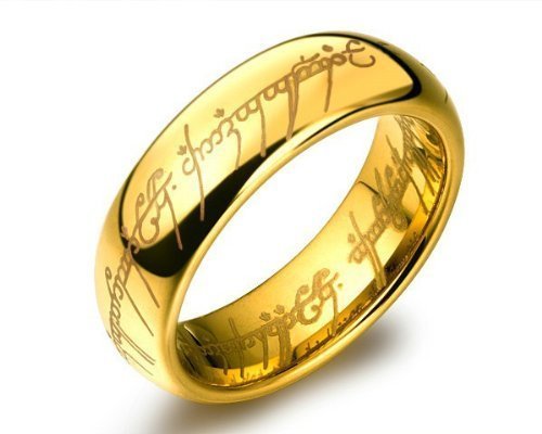 Yellow Chimes Combo 2 Pcs Lord of the Rings Genuine 100% Stainless Steel Gold/Black Rings for Men and Boys (8)