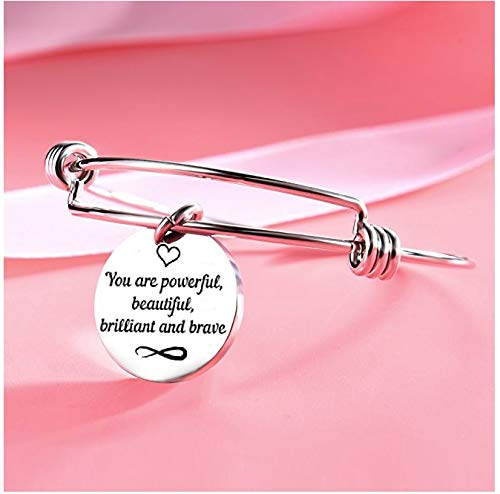 Yellow Chimes Bracelet for Women You are Powerful,Beautiful,Brilliant & Brave Fashionable Inspirational Message Steel Charm Bracelet for Girls and Women