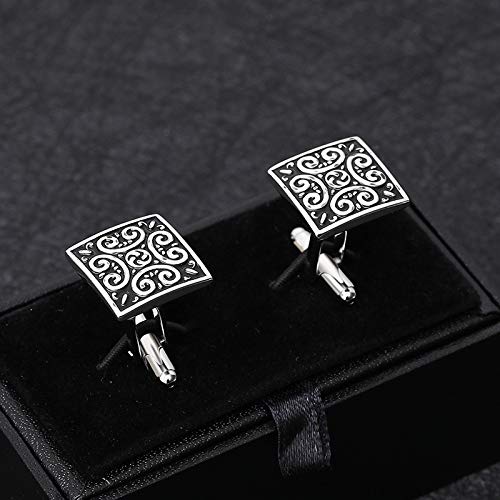 Yellow Chimes Cufflinks for Men Cuff links Stainless Steel Black Square Cufflinks for Men and Boy's.