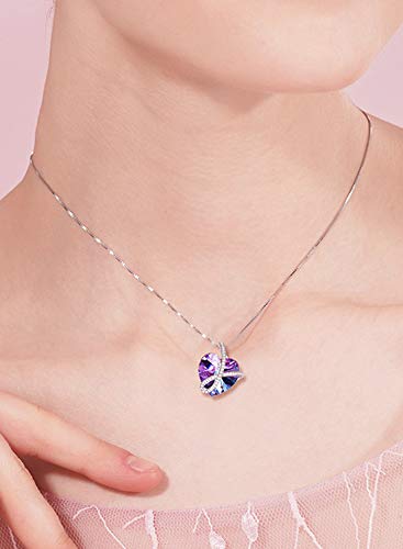 Yellow Chimes Pendant for Women and Girls Purple Crystals from Swarovski Pendant Valentines Special Silver Toned Heart Pendant for Girls | Birthday Anniversary Gift for Wife Birthday Gift for girls and women