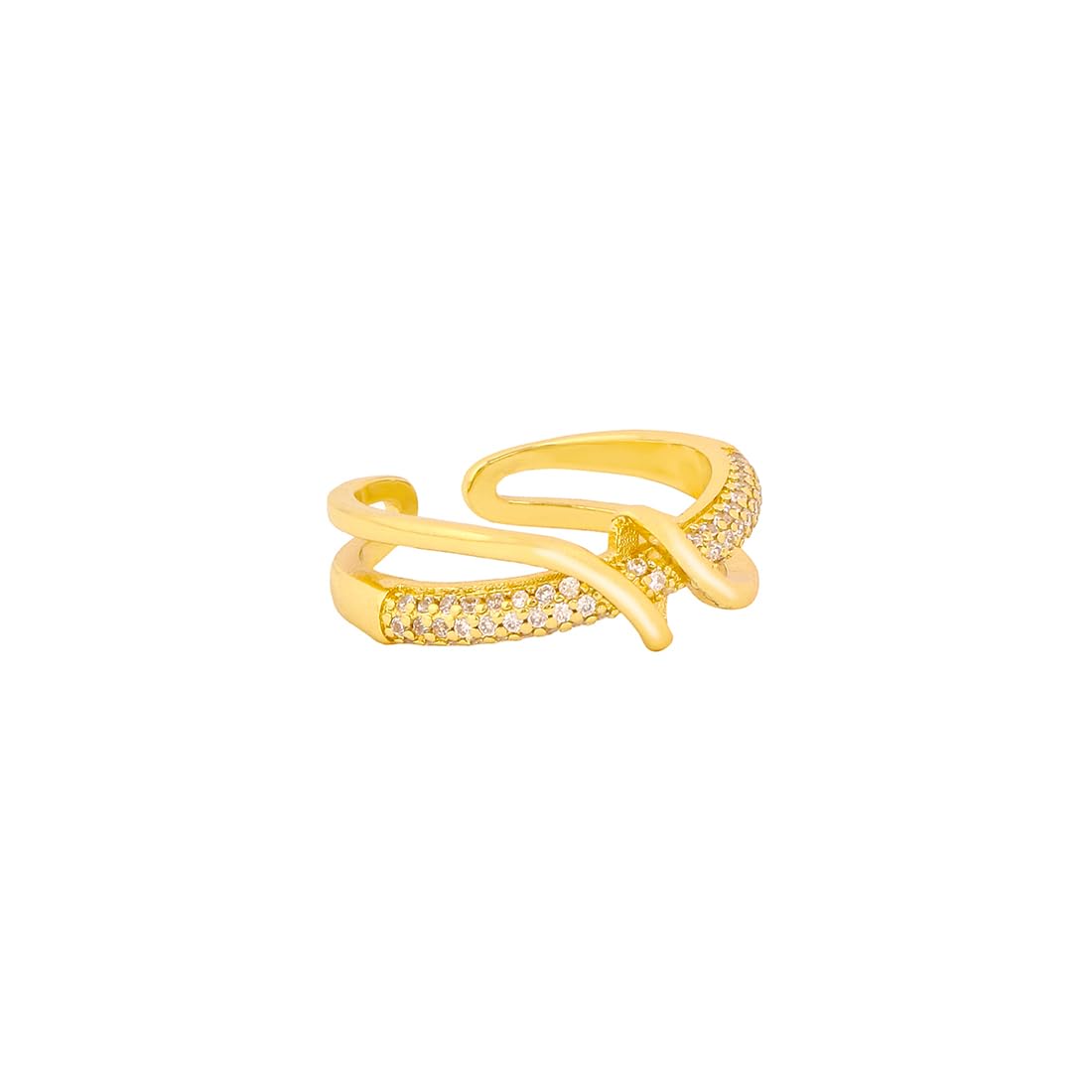 Yellow Chimes Rings for Women and Girls Fashion Golden Band Ring | Gold Plated Crystal Studded Adjustable Finger Ring for Women | Birthday Gift For Girls & Women Anniversary Gift for Wife