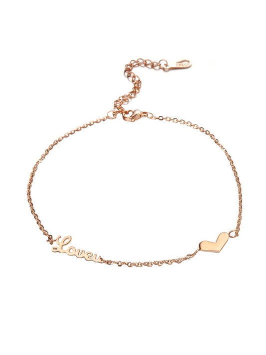 Yellow Chimes Anklets for Women Rose Gold-Plated Stainless Steel Love Heart-Shaped Fashion Anklet For Women and Girls