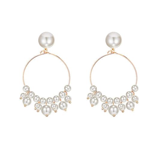 Yellow Chimes Earrings For Women charming Pearl Stud With Round Hoop Small Pearl Studded Drop Earrings For Women and Girls