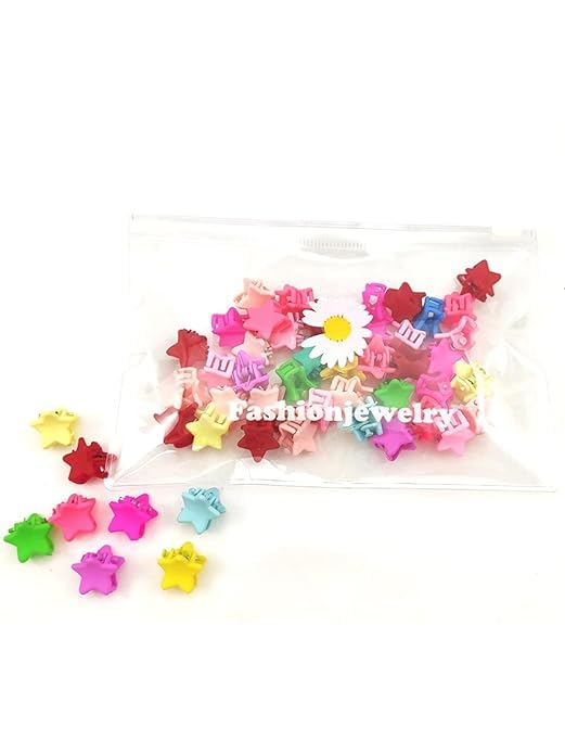 Kairangi Hair Clips for Girls Kids Hair Accessories for Girls Hair Claw Clips for Girls Kids Multicolor Star Small Claw Clip 50 Pcs Mini Hair Claw Clips for Girls Baby's Clutchers for Hair