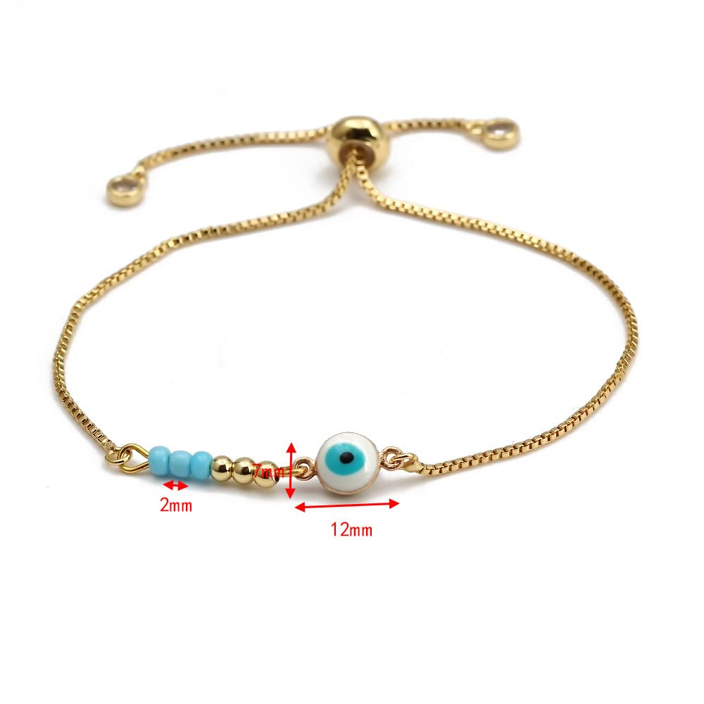 Yellow Chimes Evil Eye Beads Gold Plated Adjustable Unisex Hand Bracelet for Men and Women, Medium