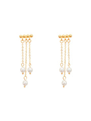 Yellow Chimes Earrings For Women Gold Tone Stud Pearl Hanging Back Drop Earrings For Women and Girls