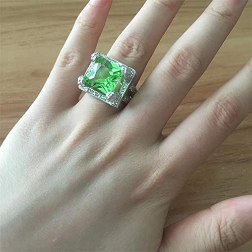 Yellow Chimes Rings for Women Silver Plated Natural Light Green Emerald Gemstones Square Shaped Crystal Rings for Women and Girl's.