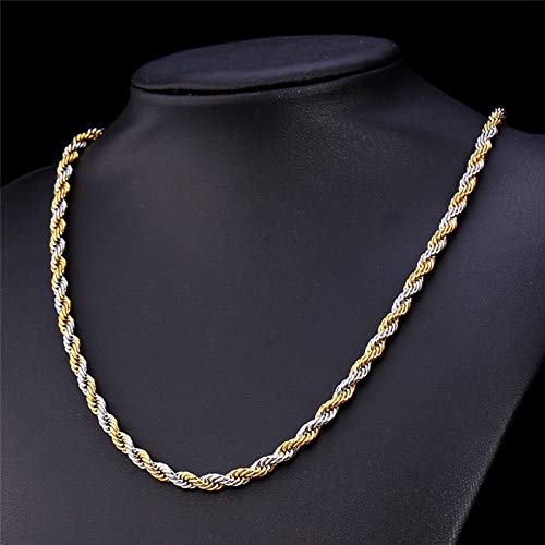 Yellow Chimes Chain for Men and Boys Duel Tone Twisted Rope Neck Chain for Men | Stainless Steel Chains for Men | Birthday Gift for Men and Boys Anniversary Gift for Husband