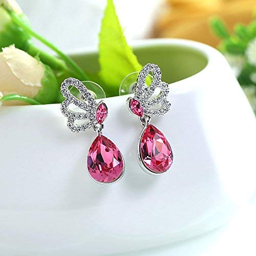 Buy Pink Crystal Drop Earrings by Ishhaara Online at Aza Fashions.