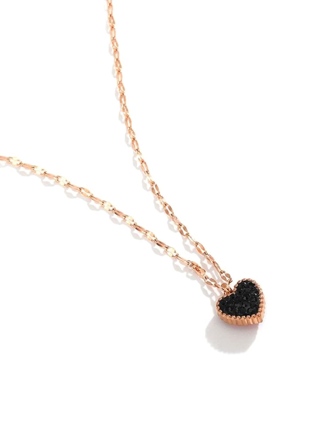 Yellow Chimes Heart Pendant for Women Statement Style Rose Gold Plated Black Red Heart Chain Pendant Necklace for Women and Girls