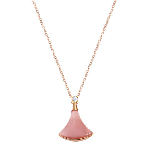 Yellow Chimes Latest Fashion Stainless Steel Rose Gold Plated Pink Opal Stone Charm Pendant for Women and Girls