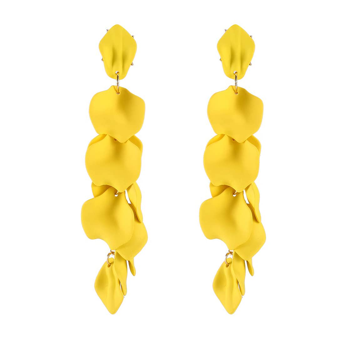 Yellow Chimes Danglers Earrings for Women | Gold Plated Earrings for Girls Fashion Women Earrings | Yellow Floral Petal Shaped Dangler Earrings | Birthday Gift For Girls Anniversary Gift for Wife