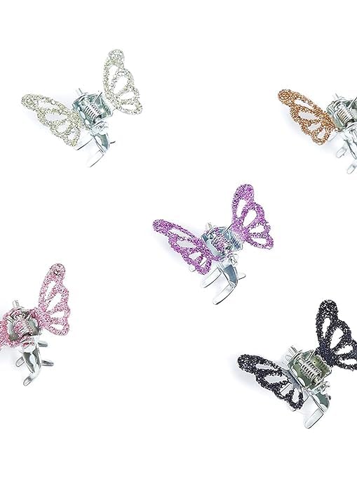 Kairangi Hair Clips for Girls Kids Hair Accessories for Girls Hair Claw Clips for Girls Kids Multicolor Glittering Butterfly Claw Clip 12 Pcs Mini Hair Claw Clips for Girls Kids Clutchers for Hair