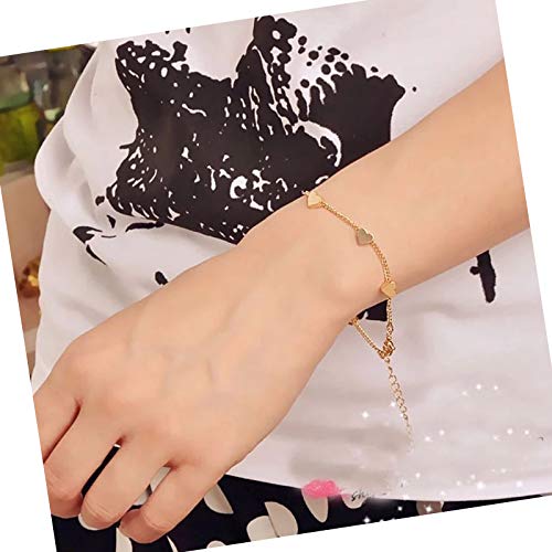 Yellow Chimes Exclusive Valentine Collection Pentagram Heart Design Gold Plated Chain Bracelet for Women and Girl's