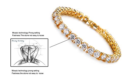 Yellow Chimes Valentine Gift for Girls Bracelet for Women and Girls | White Crystal Bracelets for Women Gold Toned Cubic Zircon Bracelet | Birthday Gift for Girls & Women Anniversary Gift for Wife