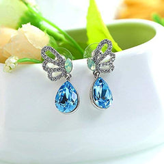 Yellow Chimes Drop Earrings for Women Blue Crystal Butterfly Drop Earrings Silver Plated Splendid Drop Earrings for Women and Girls Valentine Gift for Girls