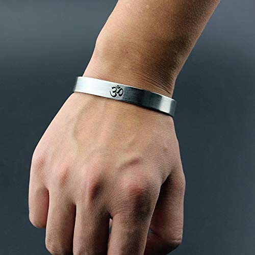 Yellow Chimes Bracelets for Men and Boys Fashion Silver Kada Bracelet for Men | Silver Toned High Polished Stainless Steel Om Kada for Men | Birthday Gift for Men and Boys Anniversary Gift for Husband