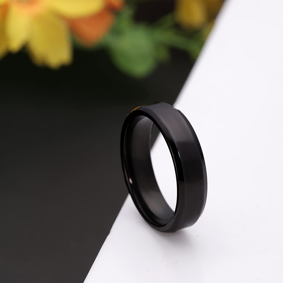 Yellow Chimes Rings for Men Stainless Steel Black Gold Silver 3PCs Combo Band Rings for Men and Boys.