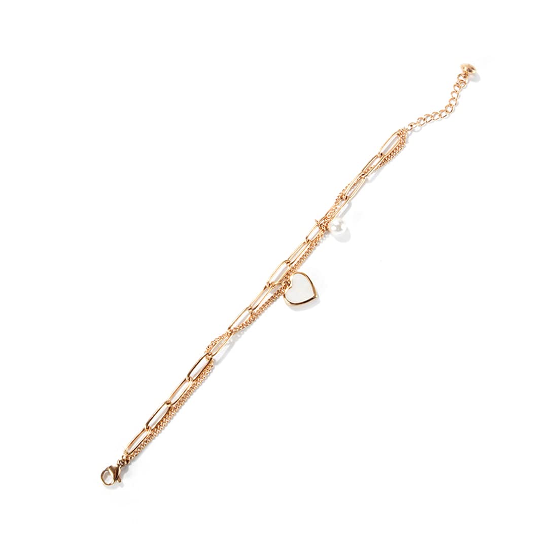 Yellow Chimes Bracelet for Women and Girls Rose Gold Bracelets for Women and Girls | Western Style Stainless Steel Heart Charm Chain Bracelet | Birthday Gift For girls and women Anniversary Gift for Wife