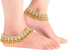 Yellow Chimes Traditional Designer Jhanjhar Wedding Payal Gold Plated Anklets for Women and Girls