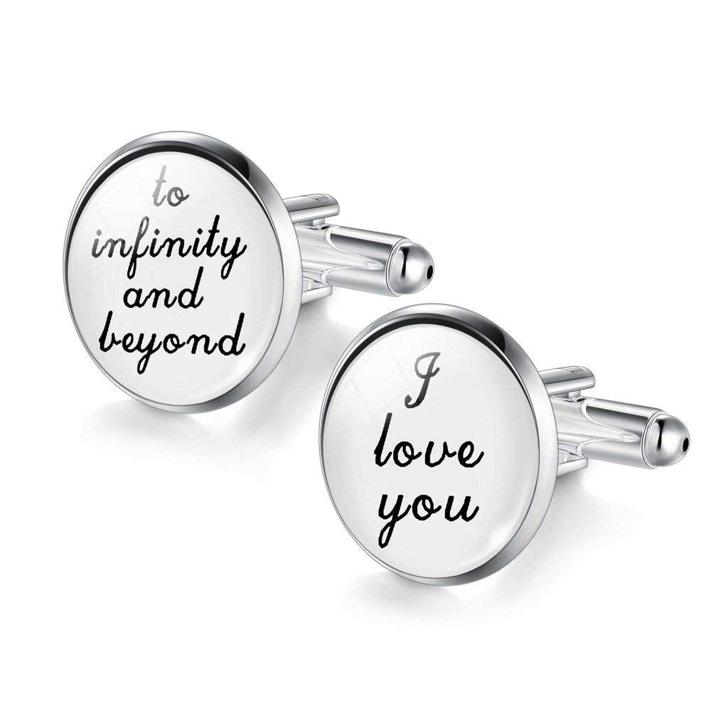 Yellow Chimes Cufflinks for Men Elegant Gift Infinity Love Message Stainless Steel Silver Cuff Links for Men and Boys.