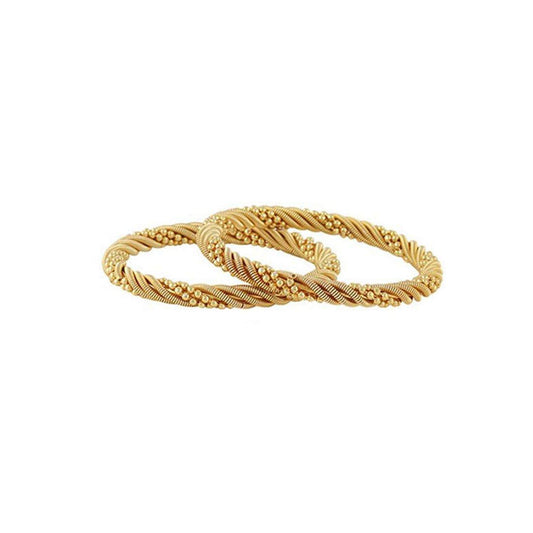 Yellow Chimes 2 PCS Exclusive Delicate Plain Antique Gold Plated Traditional Bangles For Women And Girls (2.8)