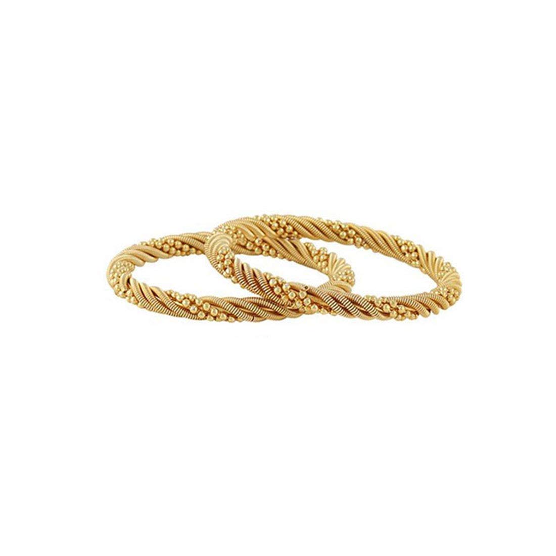 Yellow Chimes 2 PCS Exclusive Delicate Plain Antique Gold Plated Traditional Bangles for Women and Girls (2.8)