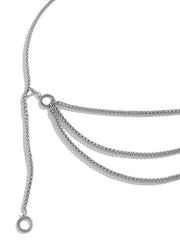Yellow Chimes Waist Chain for Women Silver Color Pearl Studded Link Chain Waist Chain for Women and Girls