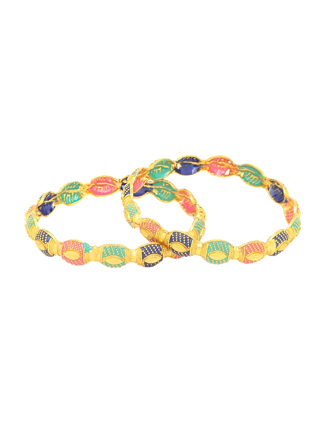 Yellow Chimes Bangles for Women Oval Shaped Meenakari Touch Traditional Bangles for Women and Girls