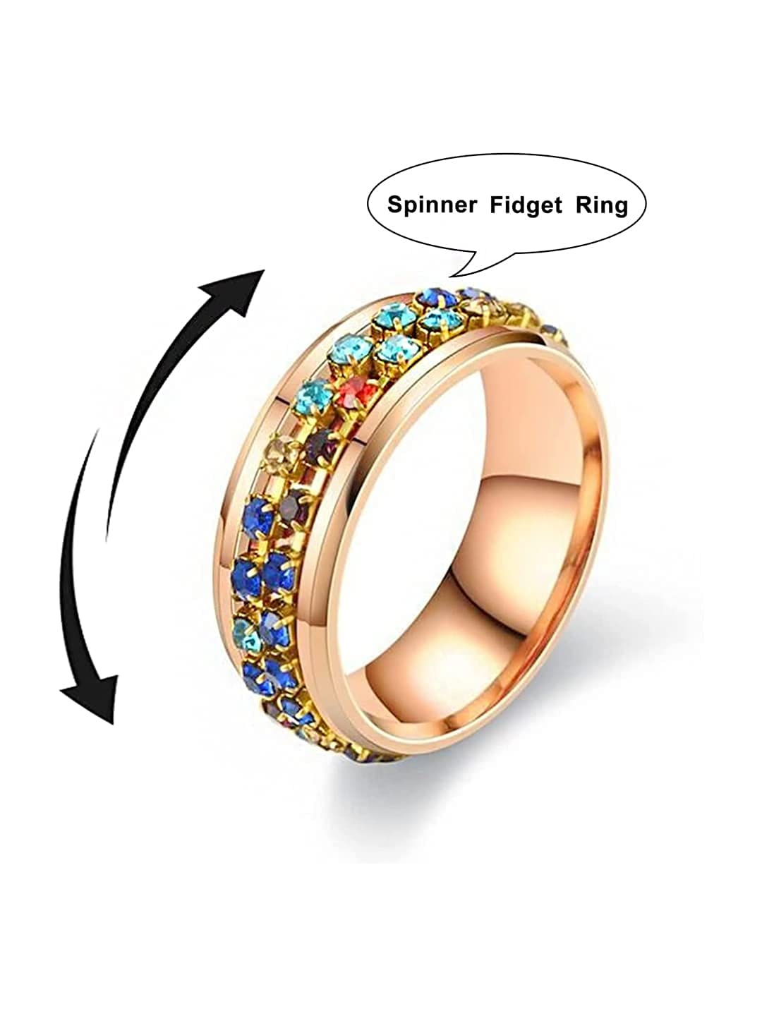 Yellow Chimes Ring For Women Gold Tone Multicolor Crystal Studded Designer Ring For Women and Girls