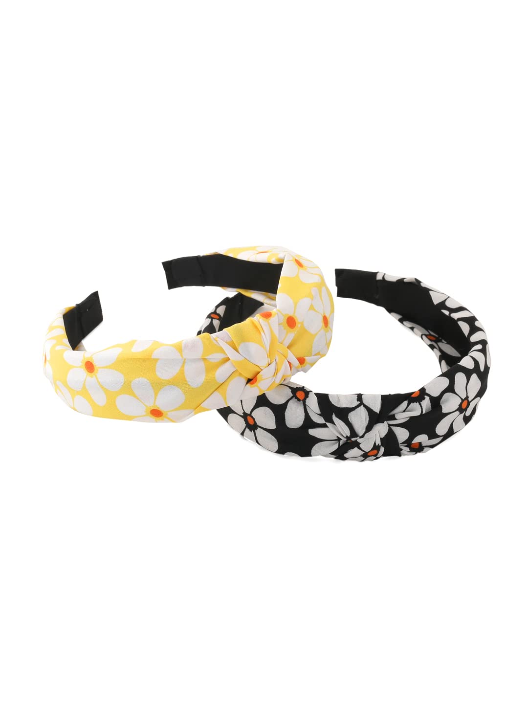 Yellow Chimes Hair Band for Women Girls Hair Accessories for Women 2 Pcs Headband for Women Knot Fabric Hair Band for Girls Twist Turban Headband Cross Knot Hair Bands Elastic Hair Accessories for Women